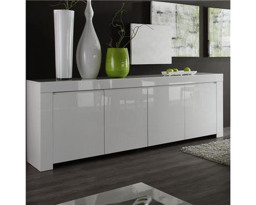 Bahut design blanc laqué TRIPOLI - 210 cm
