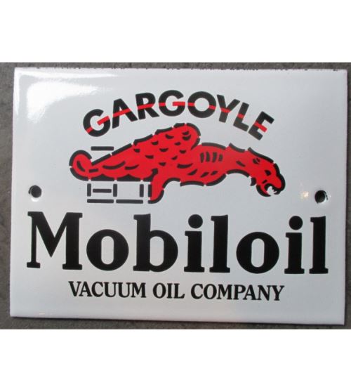 mini plaque emaillée gargoyle mobiloil rect 12x9cm motor oil