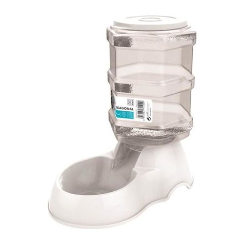 M-pets Distributeur De Croquettes Hexagonal - 3500ml - Blanc - Pour Chien