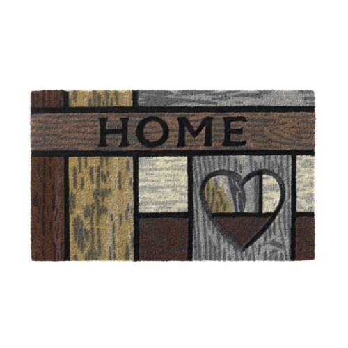 Paillasson RUCO imprimé coeur et bois 'Home' 45x75cm - Fibre de coco
