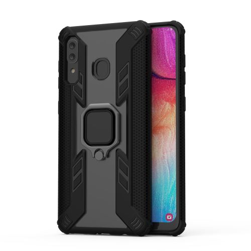 Coque en TPU hybride dur noir avec béquille pour votre Samsung Galaxy A30/A20