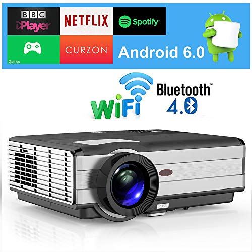 WIKISH Projecteur Bluetooth sans Fil HD 720P 1080P Soutien système Android Smart LCD Projecteur vidéo pour iPhone iPad Consoles de J