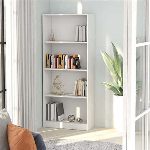 vidaXL Bibliothèque à 4 niveaux Blanc 60x24x142 cm Aggloméré