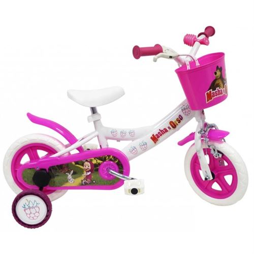 Vélo Masha et Michka 10 pouces avec roulettes de stabilisation et panier