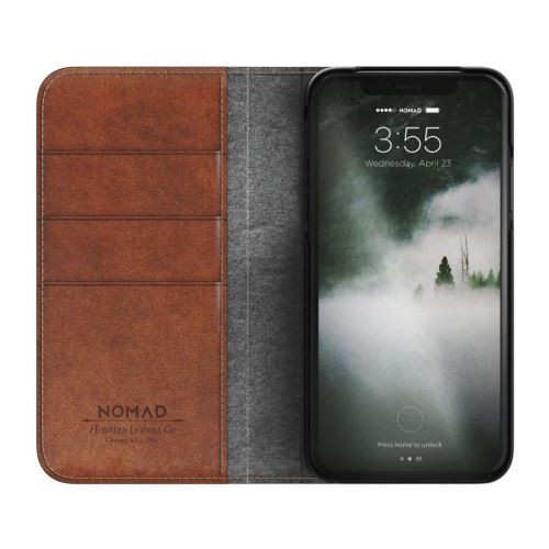 Nomad Traditional-leather Folio Coque pour Apple iPhone X – Marron