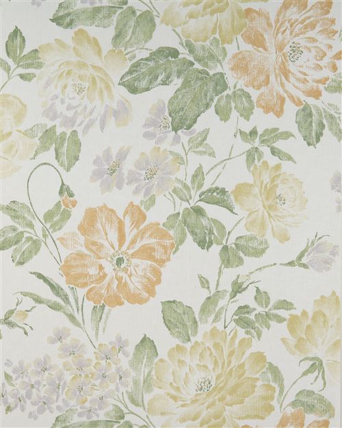 Profhome BV919081-DI Papier peint floral mat crème beige-vert 5,33 m2