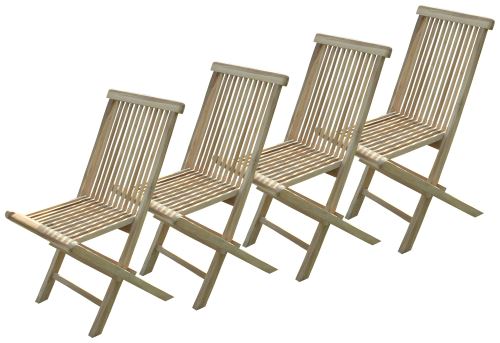 Lot de 4 chaises pliantes Jalang en teck brut