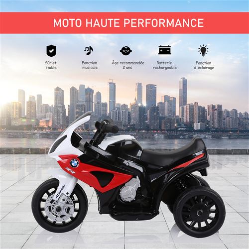 27 Sur Moto Electrique Pour Enfants 3 Roues 6 V 2 5 Km H Effets Lumineux Et Sonores Rouge Bmw S1000 Rr Vehicule Electrique Pour Enfant Achat Prix Fnac