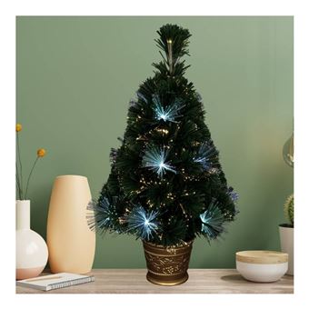 Sapin De Noel Artificiel Fibre Optique Los Angeles 24 Led 55 Branches 60 Cm Achat Prix Fnac