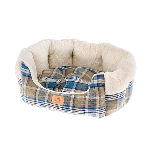Meilleurs prix pour Ferplast couchage pour chiens et chats ETOILE 4, divan pour animaux avec coussin, écossais, fourrure douce et écologique, lavable, 60x50x21, bleu