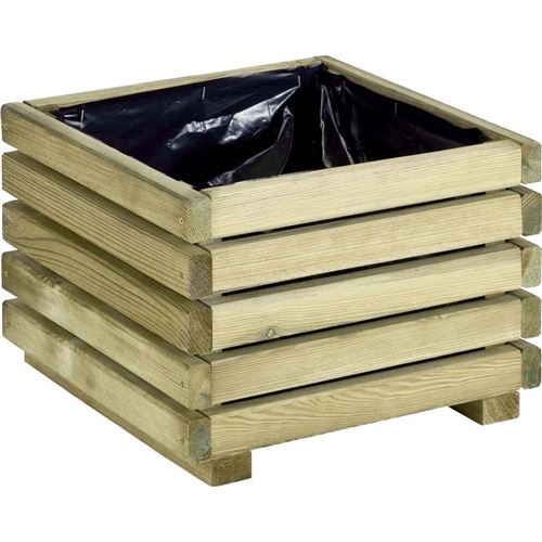 Jardipolys - Jardinière en pin traité autoclave avec film de protection Kub 40 cm