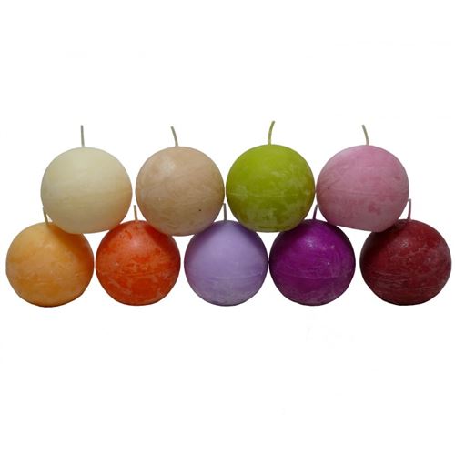 Bougie de Cire Forme Boule Parfumée Fruitée ou Florale pour Photophores ou à Poser 7,5x7,5x7,5cm