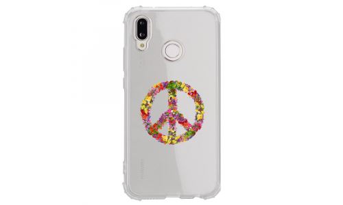 Coque souple pour Huawei P20 Lite avec impression Motifs Peace and Love fleuri