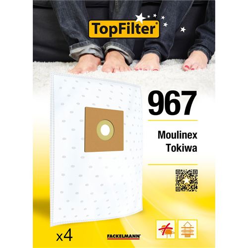TopFilter 967, 4 sacs aspirateur pour Moulinex et Tokiwa boîte de sacs d'aspiration en non-tissé, 4 sacs à poussière (30 x 26 x 0,1 cm)