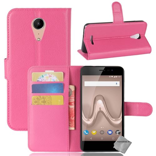 Housse etui coque pochette portefeuille pour Wiko Tommy 2 avec verre trempe - ROSE