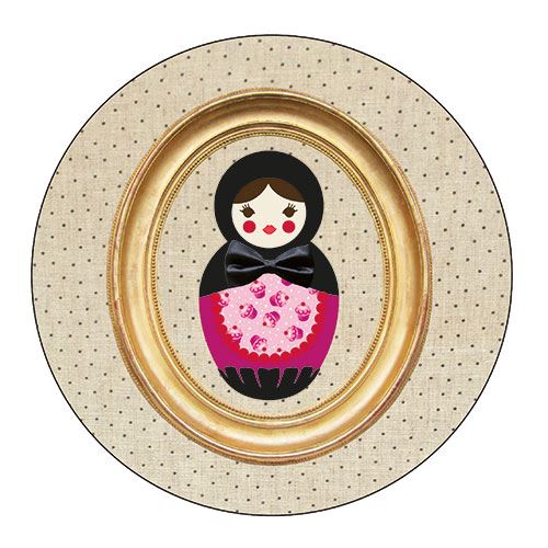 Set de 4 dessous de verres ronds Poupée russe pois by Cbkreation