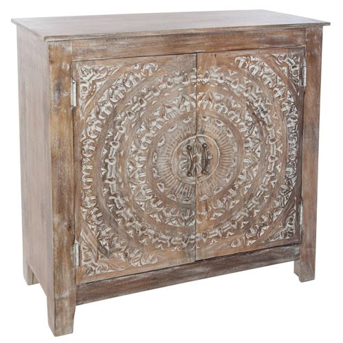 Atmosphera - Buffet ethnique Shirel - L. 90 x H. 90 cm - Marron - Shirel