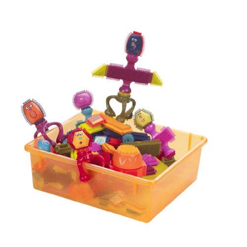 Jouets B par Battat - Spinaroos Bristle Block - Les blocs de poils officiels - Blocs de construction de jouets pour les tout-petits (75 pièces)