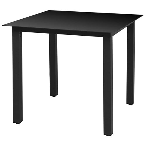Table à manger de jardin Verre Aluminium Noir 80 x 80 x 74 cm