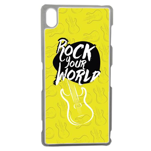 Coque Rock Your World Fond Jaune Compatible Sony Z3 Transparent