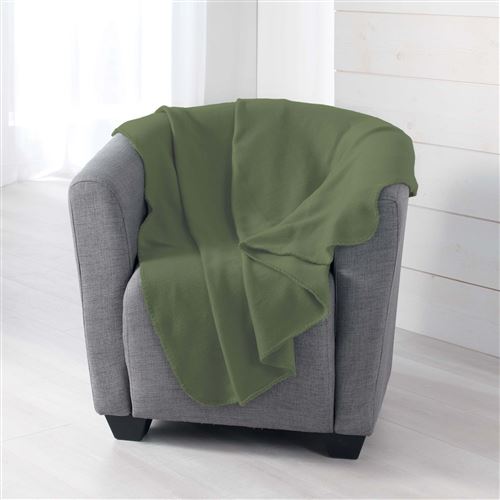 Plaid 125 x 150 cm polaire unie milou Kaki
