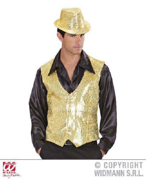 Gilet à paillettes or homme - Taille L