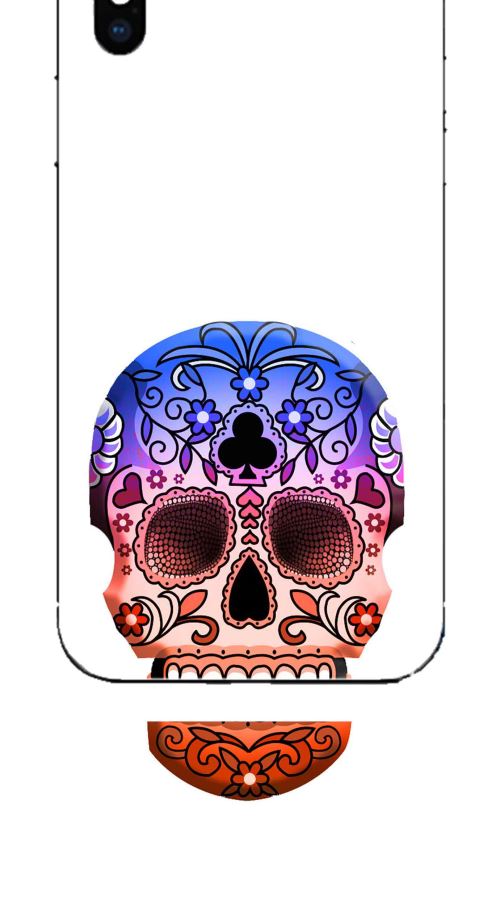 Coque TPU gel souple Apple Iphone X design Tete de mort fond blanc
