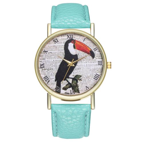 Toucan classique authentique montre montre animal montre femme montre montre à quartz T236-AMenthe verte