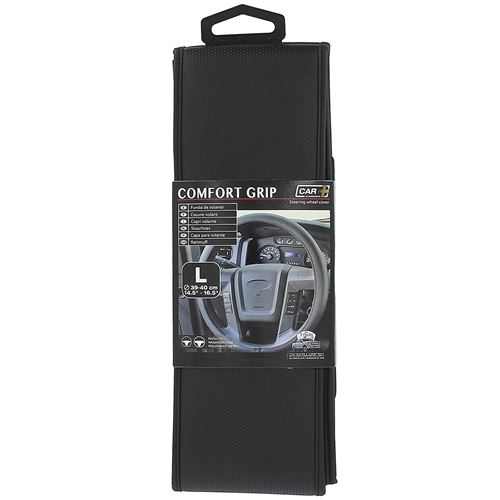 Car Plus couvre-volant Comfort Grip Vent uni similicuir noir 39-40 cm