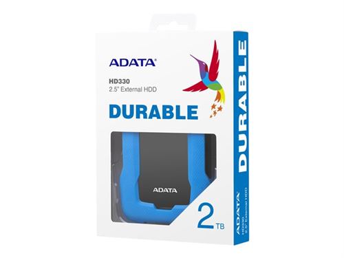 ADATA HD330 - Disque dur - 2 To - externe (portable) - USB 3.1 - AES 256 bits - bleu