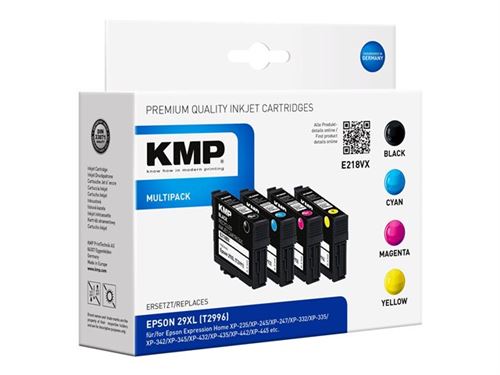 KMP Druckerpatrone E218VX schwarz, cyan, magenta, gelb kompatibel zu EPSON T2996XL, 4er-Set