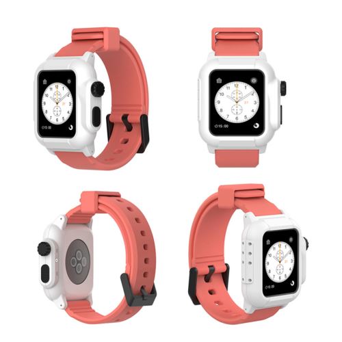 Bracelet en silicone WISETONY remplacement pour Apple Watch Series 2/3 42mm - Blanc&Orange
