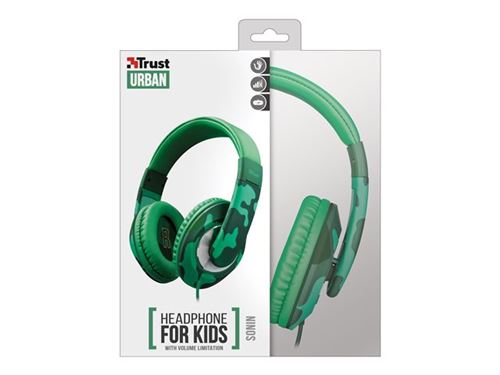Trust Sonin Kids - Koptelefoon - over oor - met bekabeling - 3,5 mm-stekker - oerwoud camo