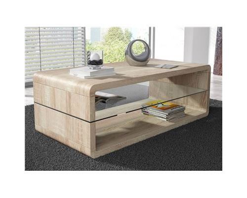 Table basse moderne couleur chêne foncé LORENE, 2 coloris - Beige - L 120 x P 60 x H 42 cm