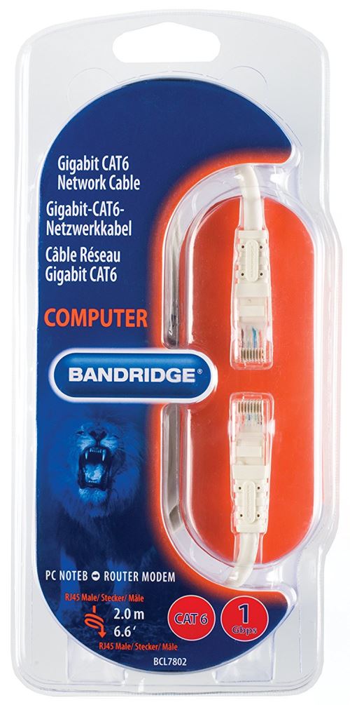 Bandridge BCL7802 Câble réseau RJ45 Cat 6 2 m Blanc