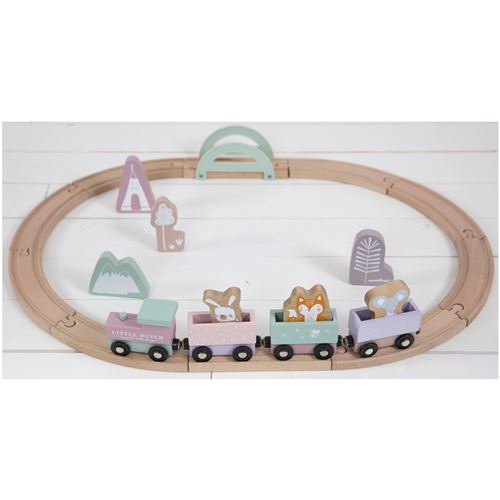 Voie de train en bois Little Dutch + Figurines Rose / Vert