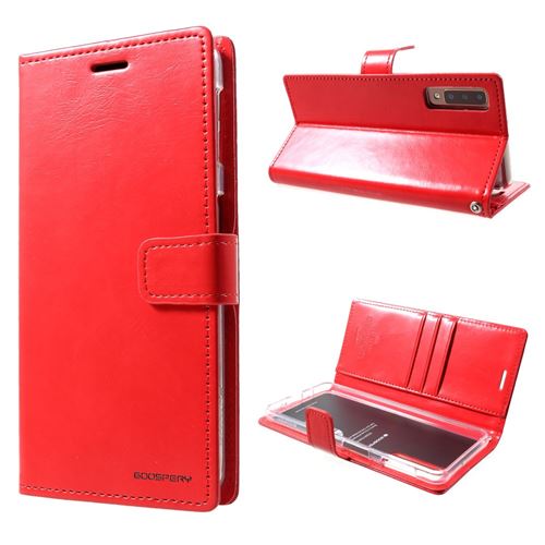 Etui en PU lune bleue rouge pour votre Samsung Galaxy A7 (2018)