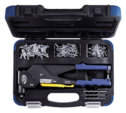 RAPID Pince a riveter RP60 MULTI tete pivotante en coffret Kit RP40 + 5x50 rivets + 3 forets