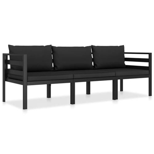 Vidaxl Multicolore Canapé De Jardin - 3 Pièces - Aluminium Anthracite Avec Coussins