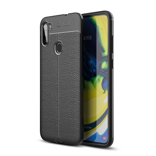 Coque en TPU litchi noir pour votre Samsung Galaxy A11