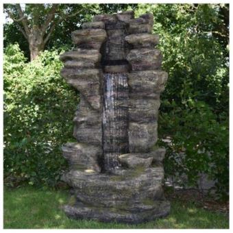 Grande Fontaine De Jardin Cascade Deau Cleveland à éclairage Led Avec Pompe Ubbink 180 Cm