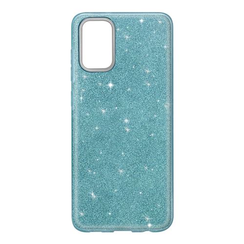 Avizar Coque pour Samsung Galaxy A41 Paillette Amovible Silicone Semi-rigide Bleu
