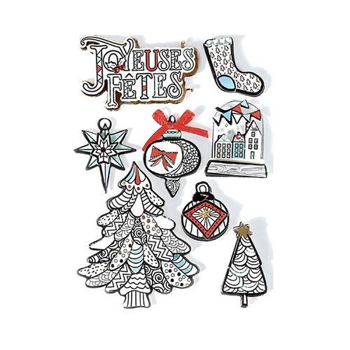 Graine Créative Loisirs Créatifs - Stickers Décorations Adhésives 3D - Noël Hiver Blanc