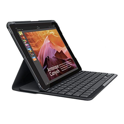 Logitech Slim Folio - Toetsenbord en foliobehuizing - Bluetooth - QWERTY - Spaans - zwart - voor Apple 9.7-inch iPad (5de generatie)