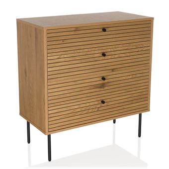 Commode LINNO K 80 x 40 x 85 cm 4 tiroirs chêne hjh LIVING - 1