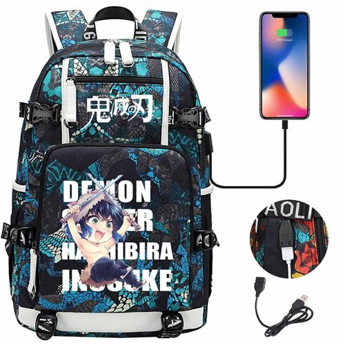 Sac à dos college Demon Slayer Inosuke Hashibira avec port de chargement 47*15*30cm #DMS010