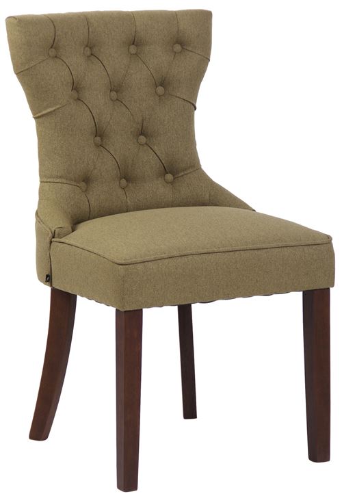 Chaise de salle à manger Franca en tissu avec pieds en bois de caoutchouc , Vert/Antique