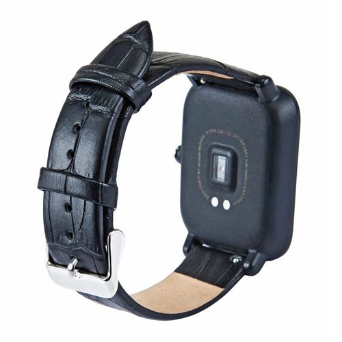 Bracelet en cuir véritable Crocodile 20mm pour Samsung Galaxy Watch Active SM-R500 - Noir