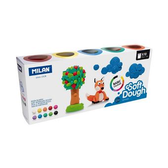 10 pots de Pâte à modeler souple MILAN Soft Dough couleurs basiques - 1