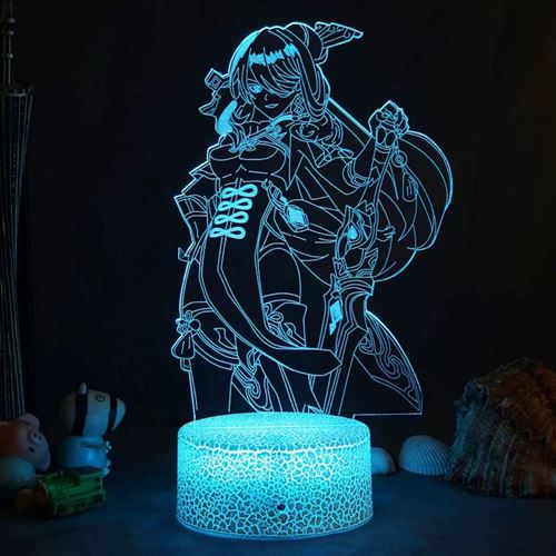 Lampe 3D Tactile Veilleuses Enfant MJ2050 Genshin Impact a 16 Couleurs avec Telecommande